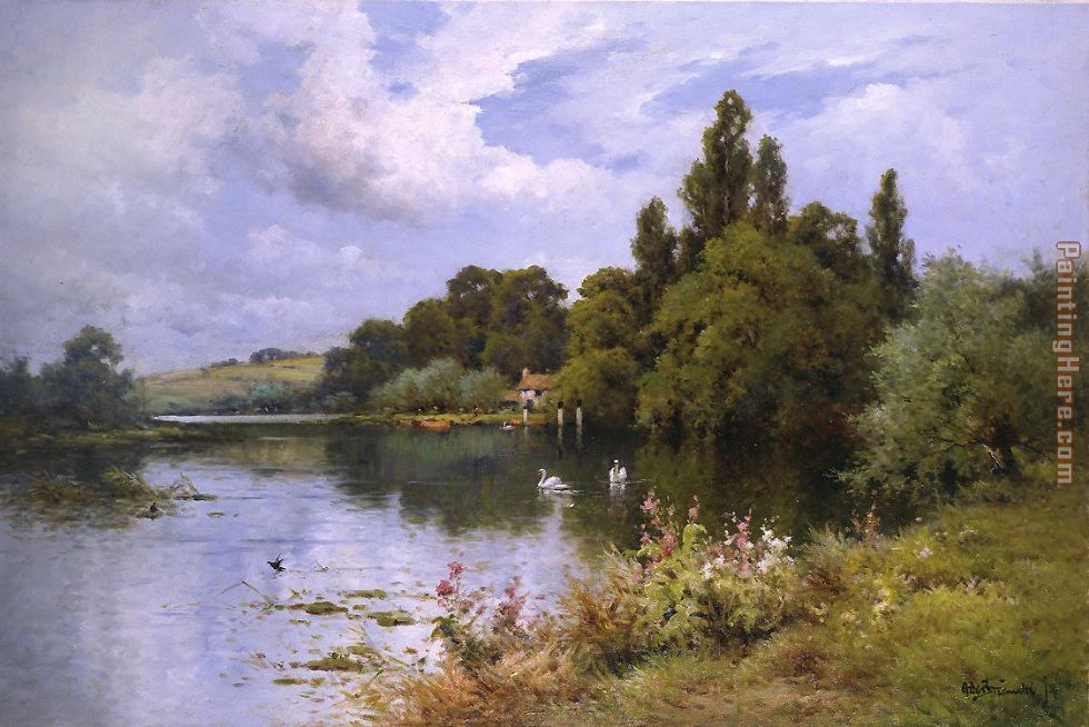 A Reach at the Thames Above Goring painting - Alfred de Breanski A Reach at the Thames Above Goring art painting